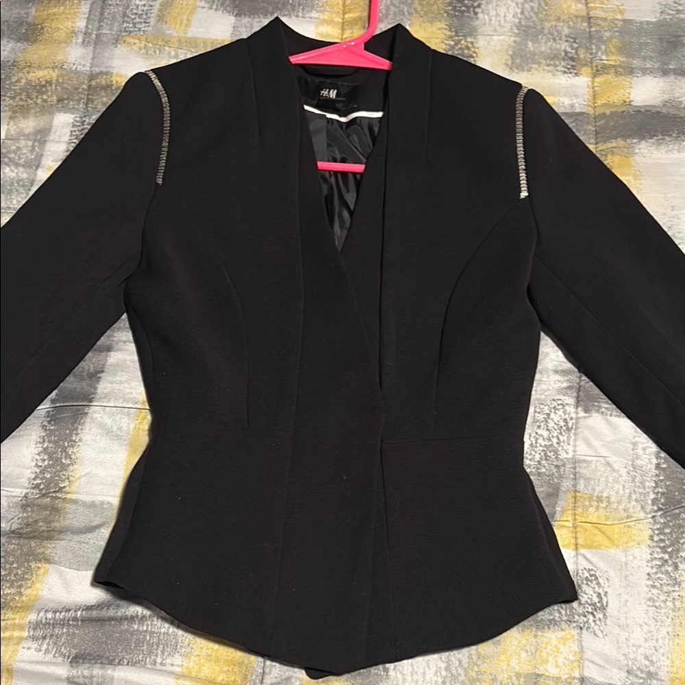 H&M Elegant Black Blazer with Silver Accents